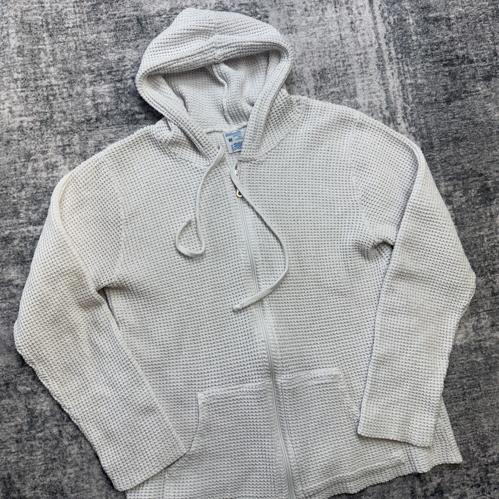 VTG Olympic Grigoropoulos Gregory Sweater Hoodie Womens Medium White Waffle Knit